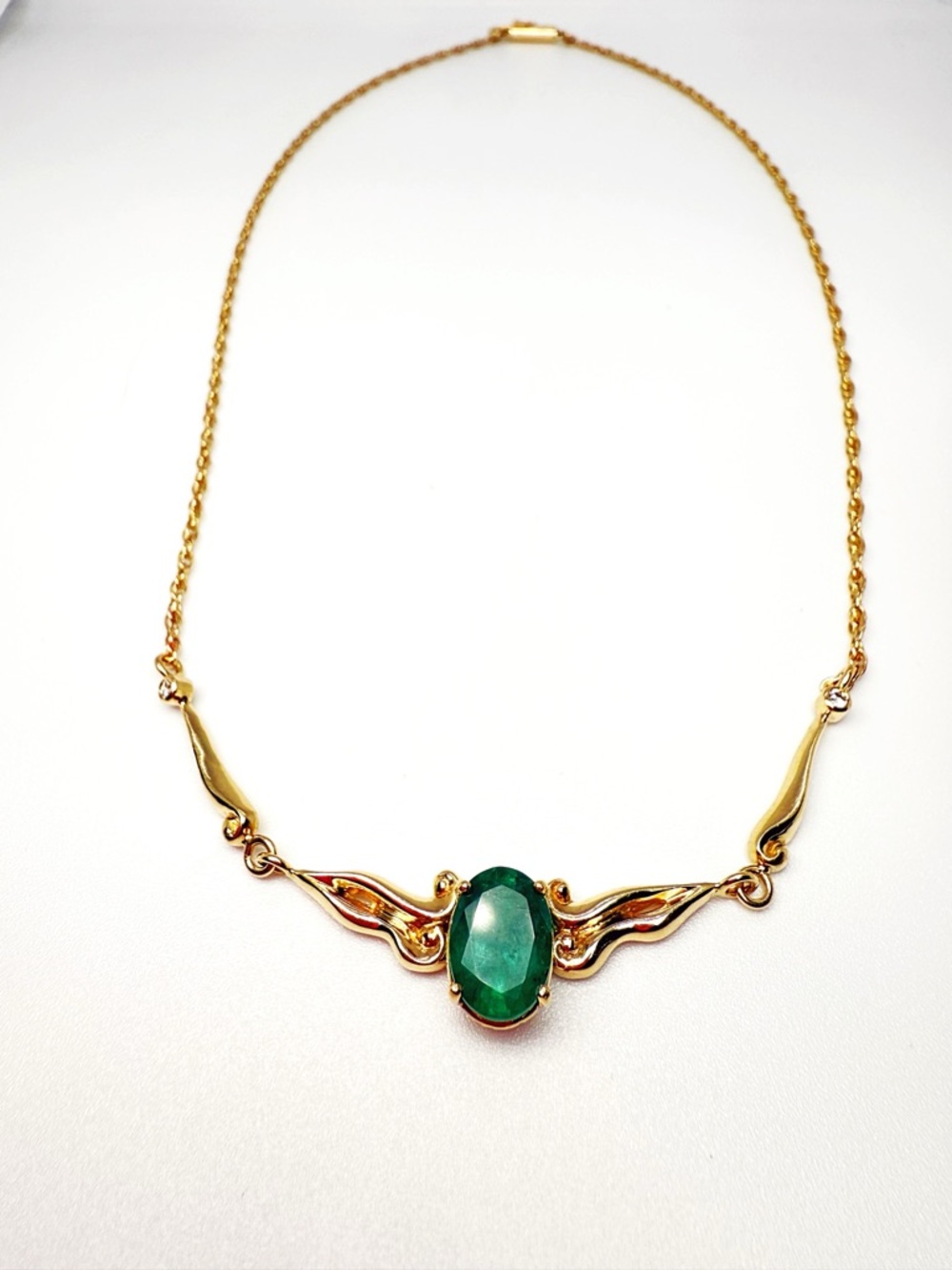 Stunning 14k Yellow Gold Emerald Edwardian Necklace!
